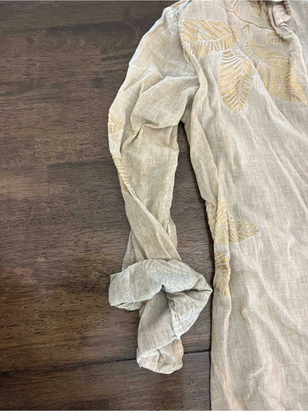 Debbie Katz Zilly Shirt Dress Taupe Cotton Resort wear Loose Fit Metallic Small - Picture 5 of 8